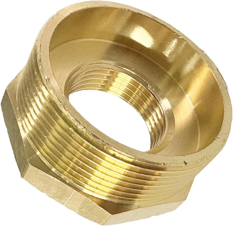 JENSWILL 2" NPT Male x 1" NPT Female Brass Reducer Hex Bushing Threaded Pipe Fitting Reducing Adapter Pack of 1 - Image 1